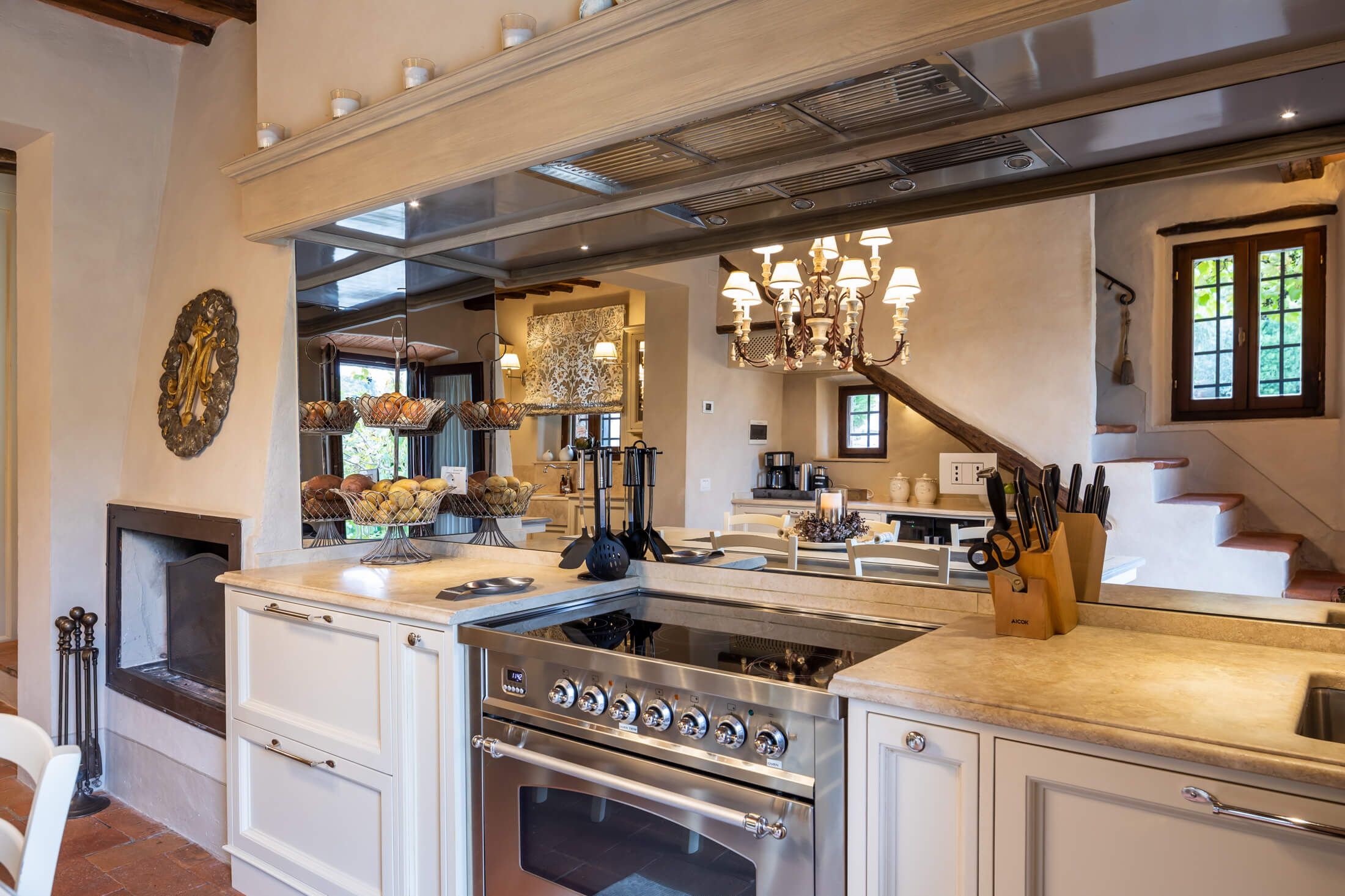 Traditional Tuscan kitchen with modern appliances